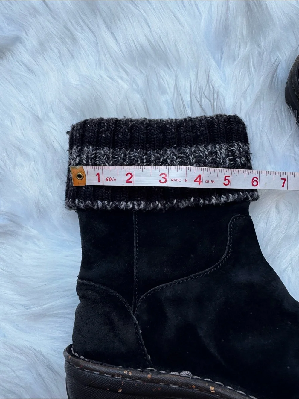 UGG Kaylana Black Suede Leather Knit Cuff Pull on Winter Boots Rubber Sole Sz 7